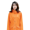 Manufacturer Custom Polyester Long Womens Rain Jacket Waterproof